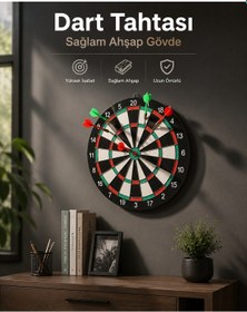 Resim Duvara Monte Sağlam Ahşap Gövdeli Dart Tahtası Ev Ve Oyun Alanları İçin 17 İnç - Lisinya Standart 