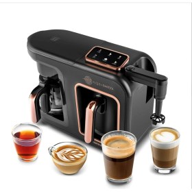 Resim Karaca 6 Sı 1 Arada Konuşan Latte Cappuccino ve Közde Türk Kahve Makinesi 10 Fincan Kapasiteli, Quick Clean Teknolojisi 