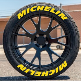Resim bombtire Sarı Lastik Yazısı Michelin 2.5 Cm Orijinal Ürün 8 Adet Motor Ve Araç lastik yazısı 