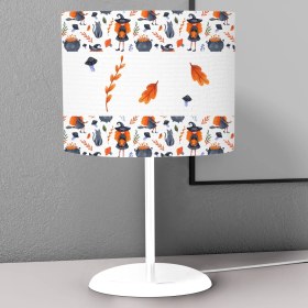 Resim instababyrooms Cadı Kedi Mantar Desenli Çocuk Odası Dijital Baskılı Çocuk Odası Masaüstü Abajur Avize 