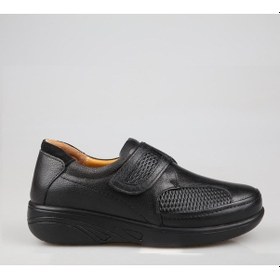 Resim Castle Black 42633 Hakiki Deri Ortopedik Siyah Kadın Günlük Anne Ayakkabısı Siyah 