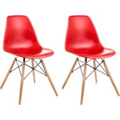 Resim Dorcia Home Kırmızı Eames Sandalye 2 Adet Cafe Balkon Mutfak Sandalyesi 