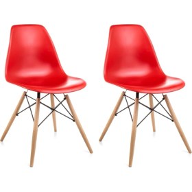 Resim Dorcia Home Kırmızı Eames Sandalye 2 Adet Cafe Balkon Mutfak Sandalyesi 