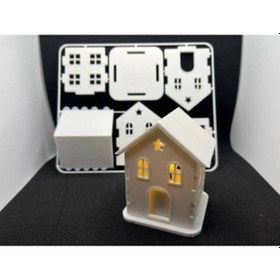 Resim Noel Evi Seti Kartı - Yılbaşı Dekorları - Yılbaşı Süsü 1 Adet Pilli Mum Dahil 