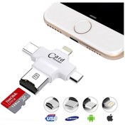 Resim WOZLO 4 In 1 Kart Okuyucu Iphone Usb Type-c Usb-a Micro Usb Card Reader Otg Özellikli - Beyaz 