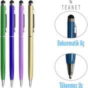 Resim TEKNETSTORE 4'lü Paket Dokunmatik Kalem Tablet Telefon Için Çizim & Yazı Kalemi 2 In 1 Tükenmez Uçlu Tam Uyumlu 