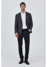 Resim İmza Koyu Antrasit Mono Yaka Bez Ayağı Tam Astar Esnek 4 Drop Comfort Fit Classic Ceket 1002250157 Koyu Antrasit 