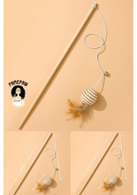 Resim Ponponlu,sarma Toplu Zilli Ve Tüylü Kedi Oltası 40 Cm 