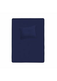 Resim %100 Pamuklu Bebek Lastikli Çarşaf 70x130+20 Bebek Yastık Kılıfı 35x45 Lacivert 