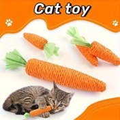 Resim 1 adet havuç şeklinde kedi çiğneme oyuncağı, iç zilli interaktif kağıt ipli evcil hayvan oyuncak, kediler ve yavru kediler için dayanıklı oyuncak 
