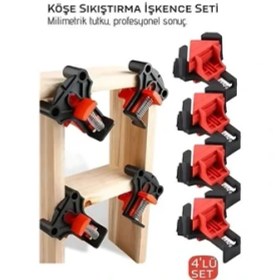 Resim 90 Derece Köşe Sıkıştırma Işkence Seti 4'lü Köşe Tutucu Köşe Birleştirici 