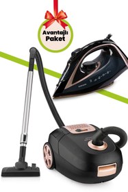 Resim GoldMaster Avantajlı Ikili Set Paketi Toz Torbalı Elektrikli Süpürge Seramik Tabanlı Buharlı Ütü 