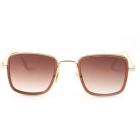 Resim TomyHelf Gold Kare Metal Gözlük – Degrade Kahverengi Lens, Şehir Tarzı Unisex Model 