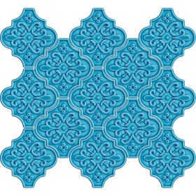 Resim Can Seramik 12 x 12 cm Turkuaz Arabesk Desenli Kabartmalı Seramik Karo (5'li 1 Paket) 