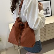 Resim Kadınlar için Urban Style Ayarlanabilir Omuz Çantası - Minimalist Büyük Kapasiteli İpli Kapatma, Polyester Astarlı, Günlük İş ve Alışveriş Çantası Haki, Turuncu-Kırmızı, Yeşil, Siyah Renklerde, Sağlam Sap Yapısı 