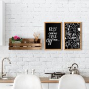 Resim BK Gift Dekoratif Doğal Ahşap Raf ve 2’li Mutfak Konseptli Ahşap Tablo-7 