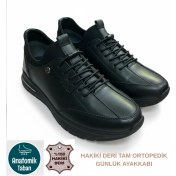 Resim Tam Ortopedik Hakiki Deri Kaymaz Akıllı Bağcıklı Rahat Ayakkabı 