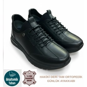 Resim Tam Ortopedik Hakiki Deri Kaymaz Akıllı Bağcıklı Rahat Ayakkabı 