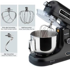 Resim BergHOFF Gem Retro 5 L Stand Mikser - 1600 W, Dayanıklı Döküm Alüminyum Gövde | Siyah 