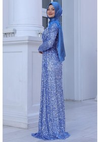 Resim Esilanur Şura Tesettür Abiye İndigo İndigo 