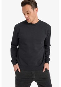 Resim Defacto %100 Pamuk Regular Fit Bisiklet Yaka Sweatshirt E8339ax25auar235 Antrasit 