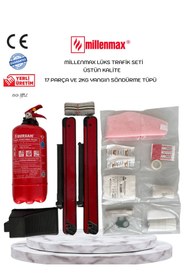 Resim Millenmax Lüx Trafik ve İlk Yardım Seti - Muayene Uyumlu 2 KG Araç Yangın Tüpü 