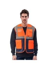 Resim Reflektörlü Cepli Iki Renkli Mühendis Ikaz Yeleği 