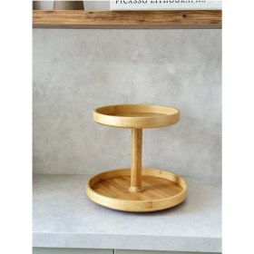 Resim Dekorz Dükkan Bambu Iki Katlı Döner Stand ( 30X25CM) 