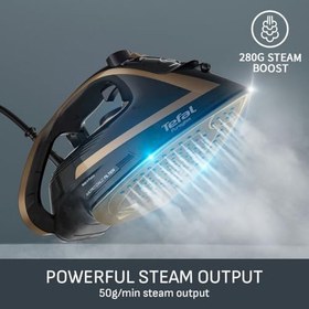 Resim Tefal FV8064 Puregliss Buharlı Ütü 3000 Watt 280 g/dk Buhar Darbe 0 – 50 g/dk Değişken Buhar Dikey Buharlı Durilium AirGlide Autoclean Ütü Tabanı Micro-Calc Filtre, Siyah/Altın 