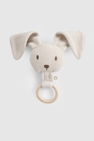 Resim Ahşap Saplı Diş Kaşıyıcı ve Bej Çıngırak Tavşan - Bej / One Size 