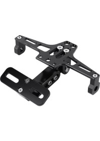 Resim Creatorally Motosiklet Ayarlanabilir Alüminyum Lisans Numarası Plaka Çerçevesi Tutucu Braketi ile Işık Siyah (Yurt Dışından) 