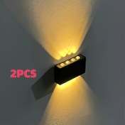 Resim 2 adet 8LED Güneş Duvar Lambası, Sıcak Sarı Parıltısı ile Su Geçirmez Dış Duvar Dekoru, Ev, Bahçe, Çit, Patio için İdeal - Yarı Gömme Montaj, Nikel Pil, Güneş Enerjili, Bahçe Duvar Lambası | Modern Duvar Lambası | Dayanıklı Plastik 
