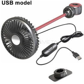 Resim Çok Yönlü Araba Arka Koltuk Fanı 3 Vitesli Rüzgar Ayarı Usb 1 Adet 