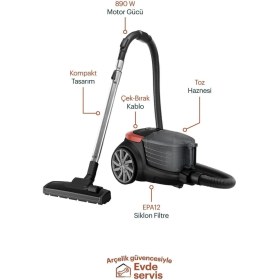 Resim Grundig Vcc 2171 Toz Torbasız Süpürge Altın Renkli HEPA Filtreli Güçlü Emiş Teknolojisi ile 