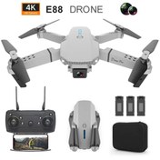 Resim JUNGLEE E88 DRONE 4K HD ÇİFT KAMERALI DRONE APP KONTROL WİFİ Lİ KATLANABİLİR QUATCOPTER X3 BATARYA 