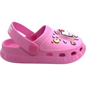 Resim Hello Kitty Kız Çocuk Kaymaz Taban Işıklı Pembe Terlik Havuz Plaj Sandaleti Pembe 