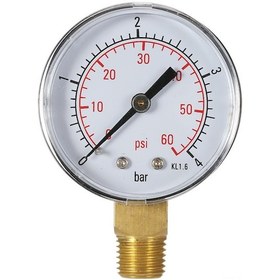 Resim Jeehugo 50mm Çift Ölçekli Göstergeli Basınç Ölçer, 0-60psi/0-4bar Aralığı, 1/4" Npt Dişli, Metal Hidrolik Manometre 