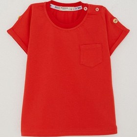 Resim Breeze Erkek Bebek Tişört Cepli Kolları Düğme Akasesuarlı 9 Ay-3 Yaş, Narçiçeği Nar Çiçeği 