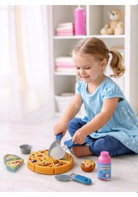 Resim Oyuncak Mutfak Seti Pizza & Pasta Dilimleme Seti, Çocuklar İçin Eğitici Rol Oyunu 
