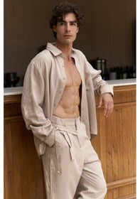 Resim Mai Collection Mai Studios Co. Jonathan Erkek Bej Gömlek Pantolon Takım Bej 
