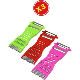 Resim 3 Adet 6 Fonksiyonlu Sebze Meyve Soyucu Jülyen Soyucu Patates Dilimleyici Cips Patates Doğrayıcı 