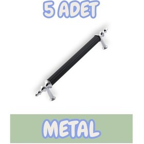 Resim Tuana Rustik Alüminyum Metal Lüks Modern Mobilya Çekmece Mutfak Dolabı Kulpu Siyah-krom 192mm 5 Adet Siyah - Krom 