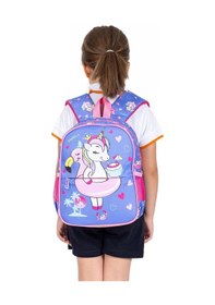Resim Unicorn Figürlü Anaokul Sırt Çantası - Unicorn Açık Gri - Mavi 