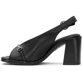 Resim Venüs 2511902y Kadın Hakiki Deri Topuklu Sandalet Siyah Siyah 