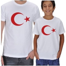 Resim Evox Beyaz Ayyıldız Tişört Yetişkin Boy S,M,L,Xl Likra Kaliteli Penye 
