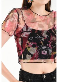 Resim By Papi Baskılı Tül Crop Pembe 