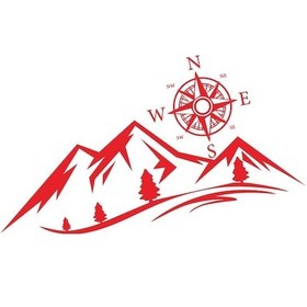 Resim Araba Sticker Seti: Dağ Desenli Ve Pusula Navigasyon Stili, Pvc Materyal, Su Geçirmez, Kolay Yüklenir 50x5cm 