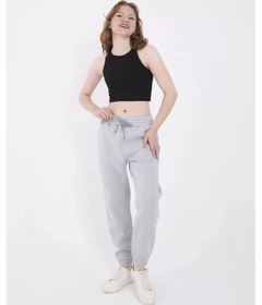 Resim Üç İplik Basic Lastikli Eşofman Pantolon - Gri 001 