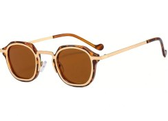 Resim Elmpaly C1 Altın Çerçeve Çay Lensli Retro Küçük Yüz Metal Punk Gözlük 12+ 