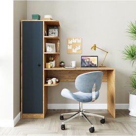 Resim Roma Raflı Çalışma Masası , Çalışma Ofis Masası Sol Dolaplı A.çam Antrasit - Atlantik Çam 